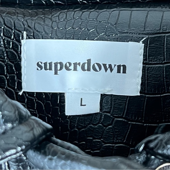 Revolve Superdown Black x bridget katrina oversized jacket SZ Large Faux Leather - Picture 12 of 15